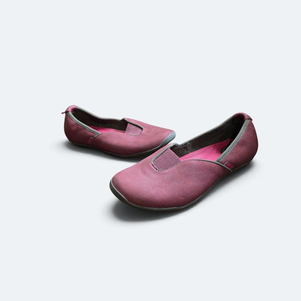 Teva Niyama Waterproof Leather Slip On Ballet Flats Burgundy Pink Size 6